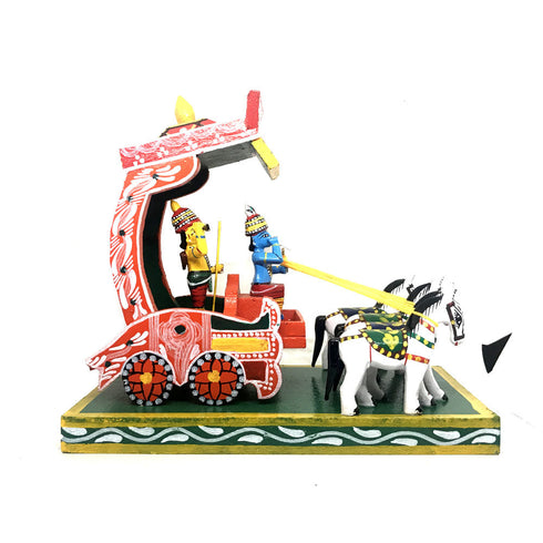Krishna Arjuna Radham|Small Wooden Chariot Kondapalli Bommalu