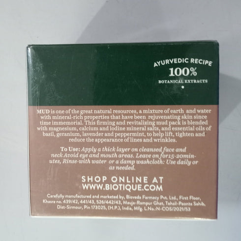 Biotique Advanced Ayurveda Bio Mud Youthful Firming and Revitalizing Face Pack 750g