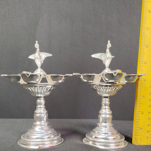 Pure Silver Panchmukhi Lamp Stand Pair 207g