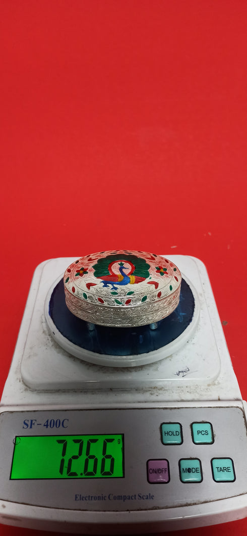 Pure Silver Soap Box Peacock Design 72.6g
