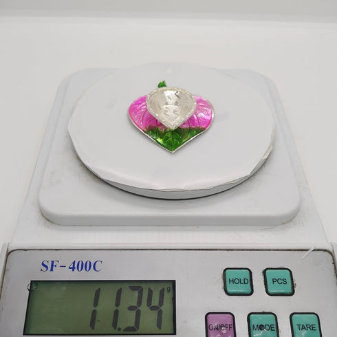 Pure Silver Peepal Leaf Pattern Fancy Diya 11.34 grams