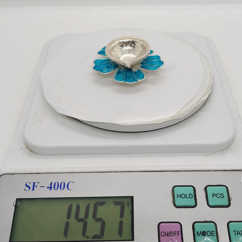 Pure Silver Fancy Diya Flower Pattern Blue 26.83g