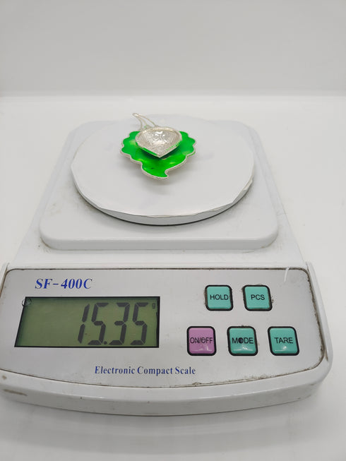 Pure Silver Fancy Diya Leaf Pattern Green 30.62g