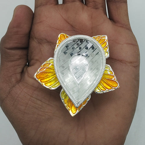 Pure Silver Star Flower Pattern Fancy Diya 16g