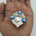 Pure Silver Fancy Diya Pair With Blue Flowers 20g