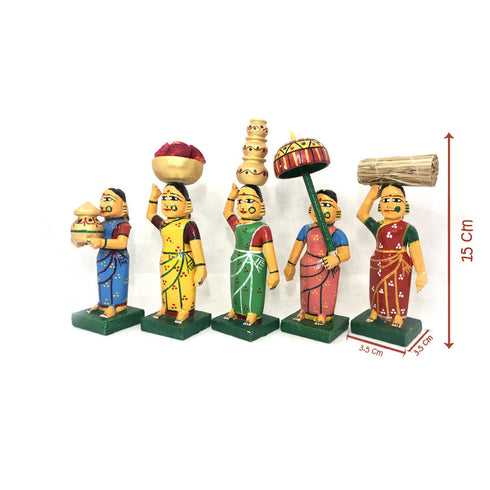 Village Ladies Set of 5 Kondapalli Bommalu