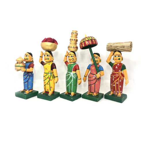 Village Ladies Set of 5 Kondapalli Bommalu