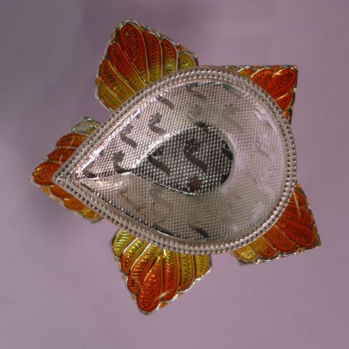 Pure Silver Star Flower Pattern Fancy Diya 16g