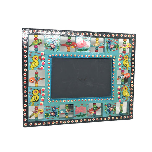 Colourful wooden photo frame with painted birds Kondapalli toys