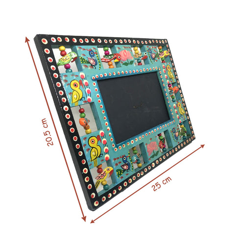Colourful wooden photo frame with painted birds Kondapalli toys