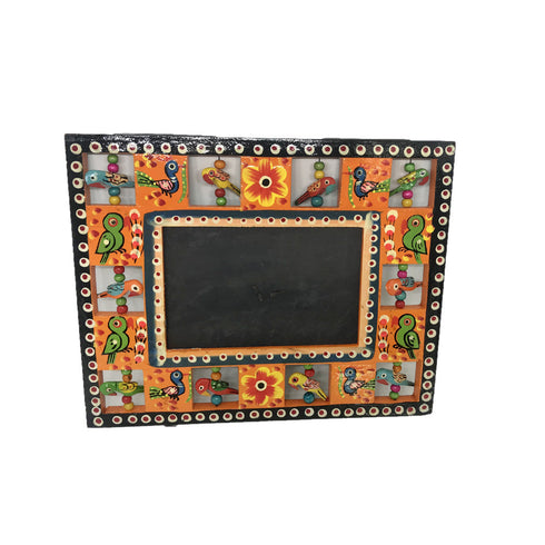 Colourful wooden photo frame with painted birds Kondapalli toys