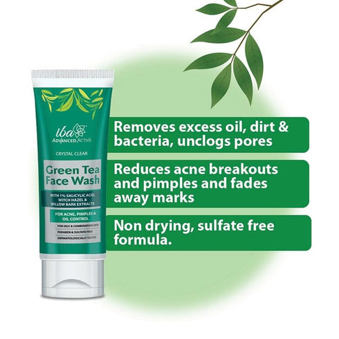 Iba Advanced Activs Green Tea Face Wash + Crystal Clear Acne Fighting Gel Combo