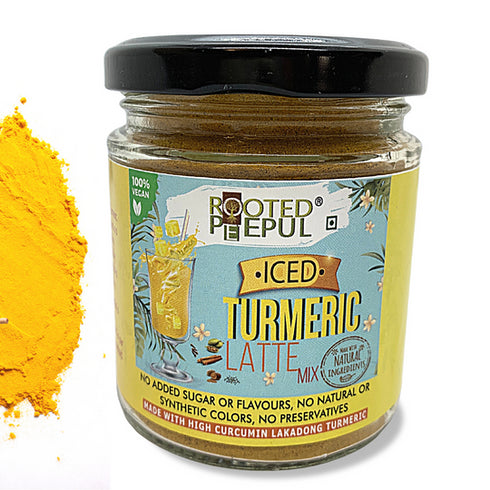 Rooted Peepul Iced Turmeric Latte Mix | Made with Pure spices & Lakadong Turmeric