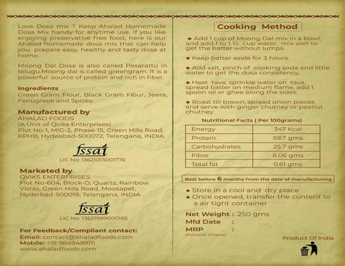 Ahalad Foods Moong Dal Dosa Mix