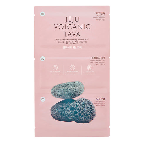 The Face Shop Jeju Volcanic Lava 3 Step Impurity Removing Nose Strip Kit