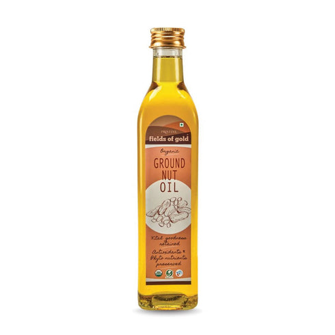 Pristine Fields of Gold | Organic Cold Pressed Groundnut Oil Glass Bottle
