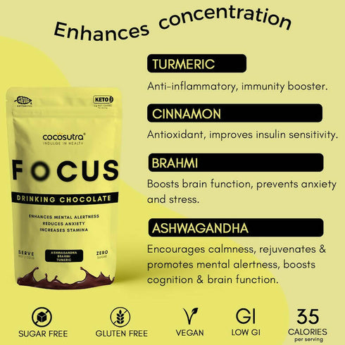 Cocosutra Lite Focus Sugar Free Drinking Chocolate Mix