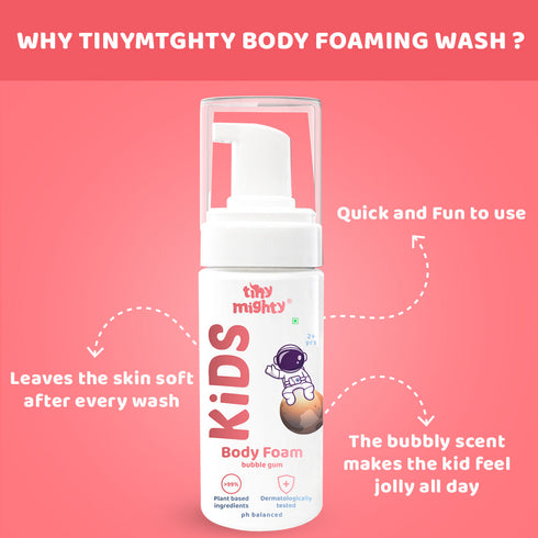 Tiny Mighty Kids Foam Body Wash With Bubble Gum Fragrance 150ml