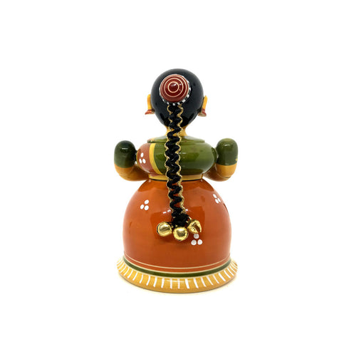 Traditional Lady Figurine Kumkum Box Etikoppaka Handicraft