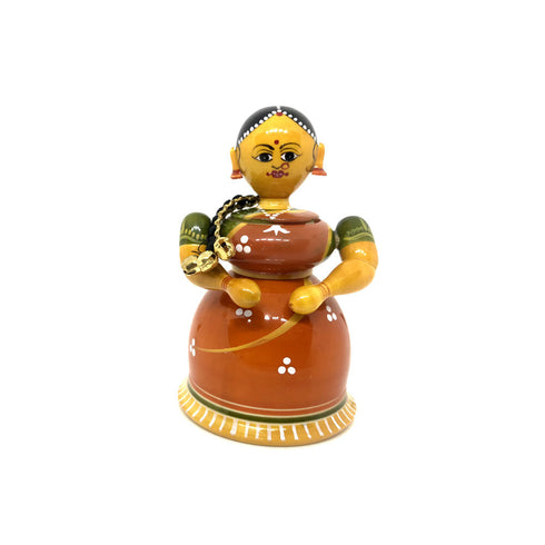Traditional Lady Figurine Kumkum Box Etikoppaka Handicraft