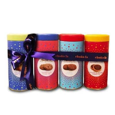 Choko La Egg less Cookies Gifting Hamper Cocoa Almond Tin Set