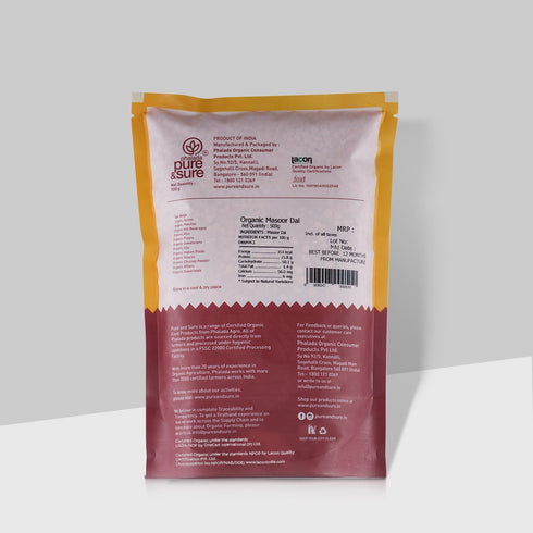 Pure & Sure Masoor Dal Traditional Organic Pulses