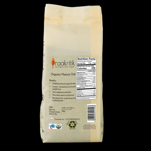 Praakritik Organic Masoor Whole Dal