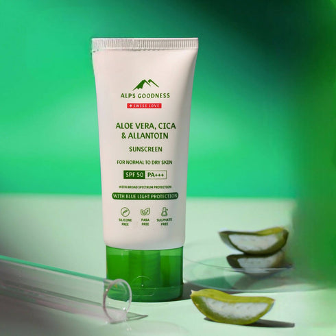 Alps Goodness Blue Light Protection Sunscreen For Normal to Dry Skin SPF 50 PA+++ with Aloe Vera Cica and Allantoin