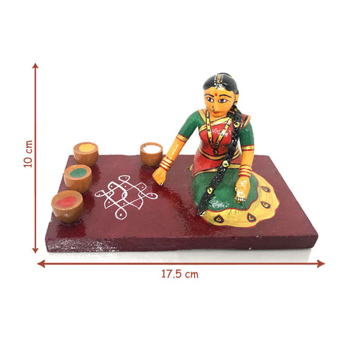 Colorful Sankranti Muggu Rangoli Lady Kondapalli Toys