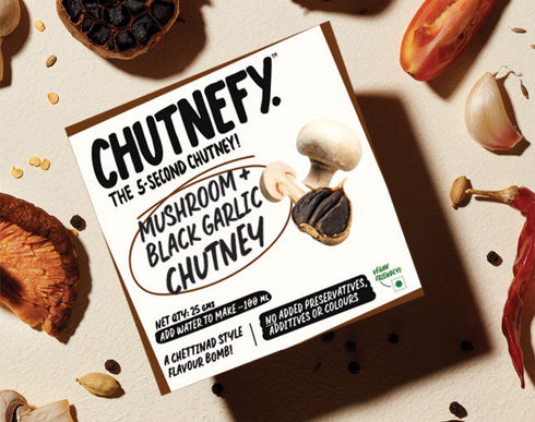 Chutnefy Mushroom & Black Garlic Chutney | Chettinad Style