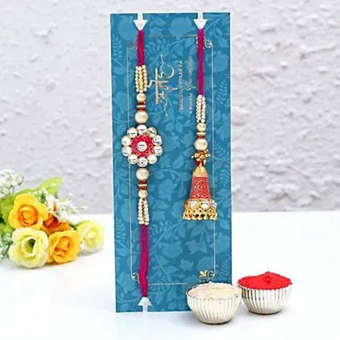 Ethnic Lumba Rakhi Set And Kitkat Chocolates