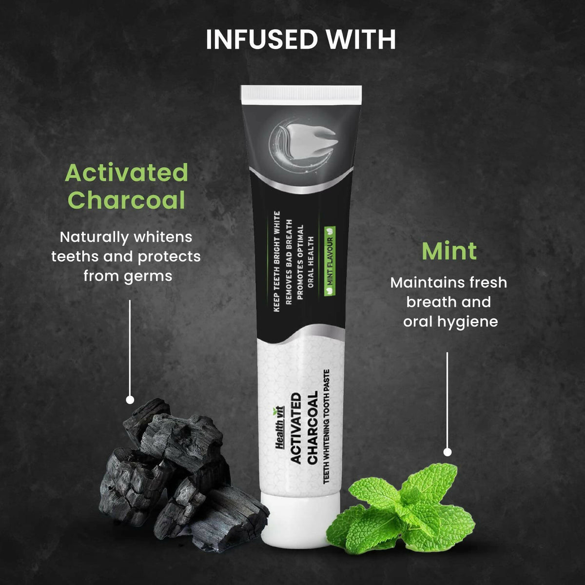 Healthvit Activated Charcoal Toothpaste PUSHMYCART healthvit-activated-charcoal-toothpaste-pushmycart
