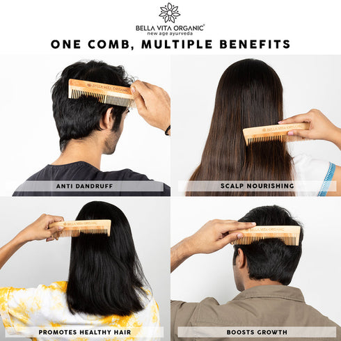 Bella Vita Organic Dual Teeth Wooden Neem Comb