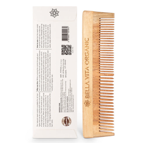 Bella Vita Organic Dual Teeth Wooden Neem Comb