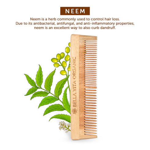 Bella Vita Organic Dual Teeth Wooden Neem Comb