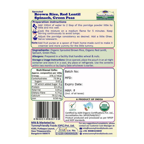 TummyFriendly Foods Certified Brown Rice Porridge Mixes | Stage1 | Stage2 | Stage3