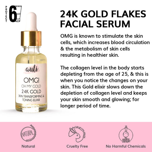 Auli Omg 24Kgold Flakes Face Serum 30 ml