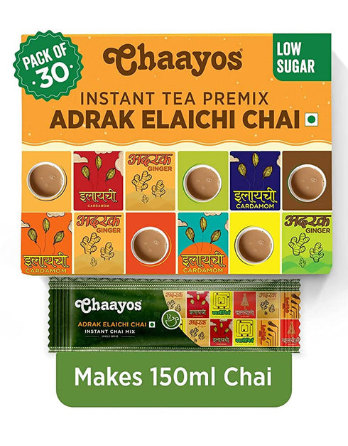 Chaayos Instant Adrak Elaichi Tea Premix |Low Sugar