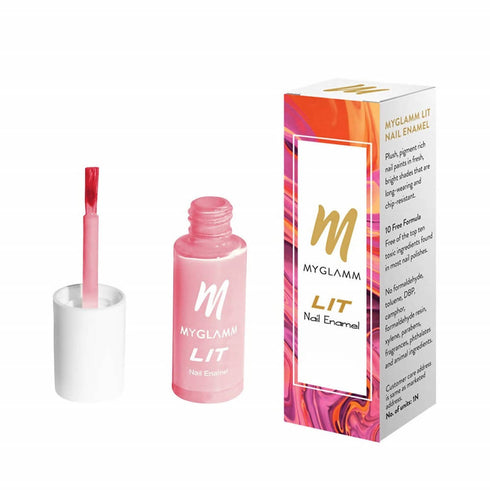 Myglamm LIT Nail Enamel | Crushing | Punch Pink Shade 7 ml
