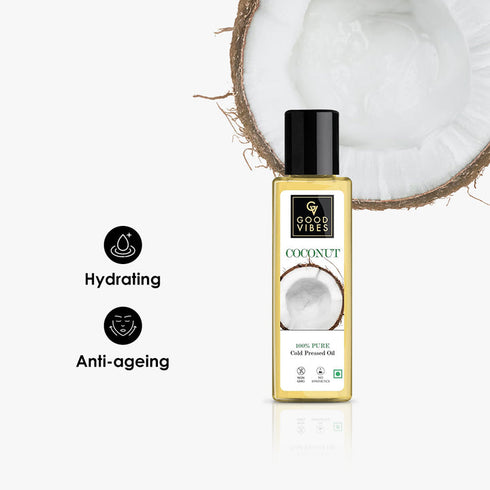 Good Vibes Coconut 100% Pure Cold Pressed Carrier Oil For Hair & Skin