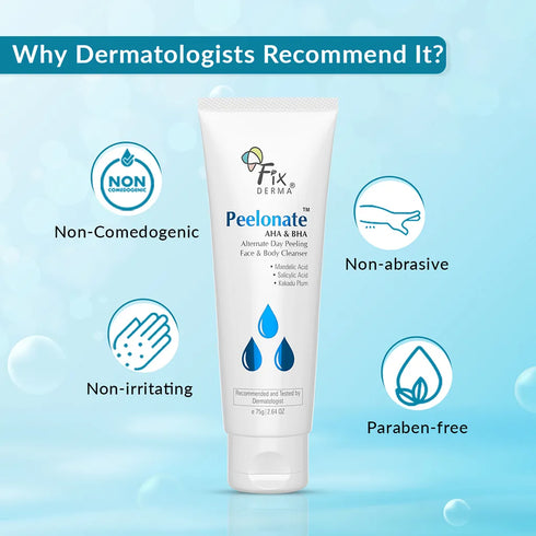 Fixderma Skincare Exfoliating Cleanser For Face And Body | Peelonate Aha And Bha
