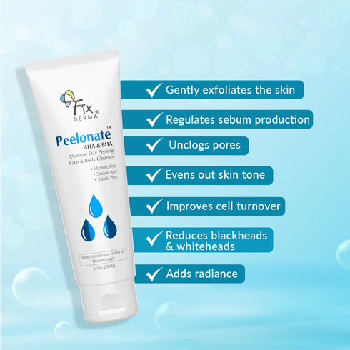 Fixderma Skincare Exfoliating Cleanser For Face And Body | Peelonate Aha And Bha