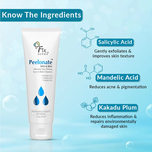 Fixderma Skincare Exfoliating Cleanser For Face And Body | Peelonate Aha And Bha