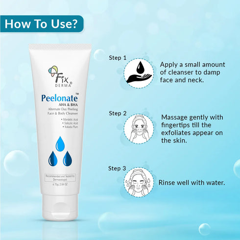 Fixderma Skincare Exfoliating Cleanser For Face And Body | Peelonate Aha And Bha
