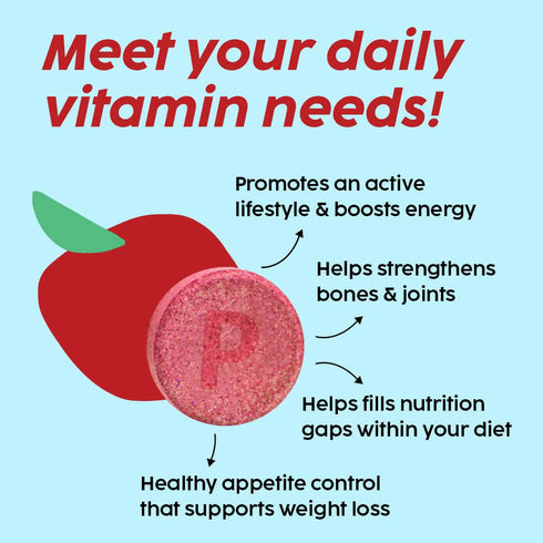 PLIX The Plant Fix Multi Power + Apple Cider Vinegar Bubbly Effervescent Tablets Apple Burst
