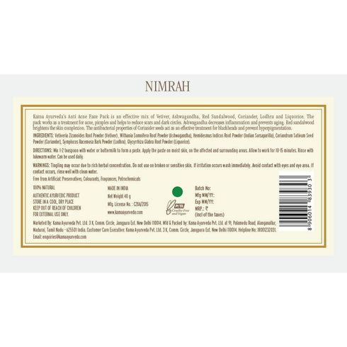 Kama Ayurveda Nimrah Anti Acne Face Pack