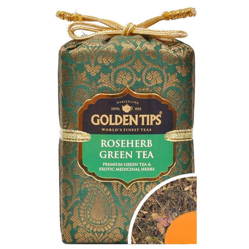 Golden Tips Roseherb Green Tea Royal Brocade Cloth Bag