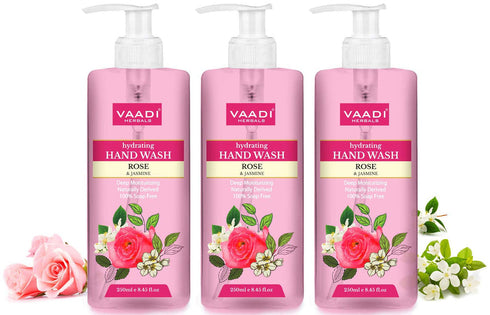 Vaadi Herbals Hydrating Rose and Jasmine Hand Wash 250 ml (Pack of 3)