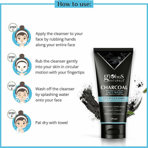 Globus Naturals Anti Pollution & Anti Acne Charcoal Face Wash