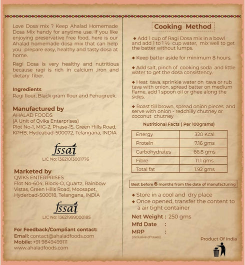 Ahalad Foods Ragi Dosa Mix